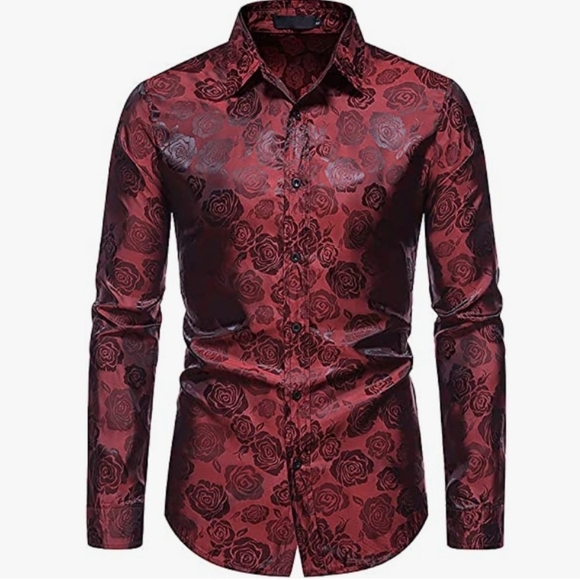 Shirts Mens Floral Long Sleeve Shirt Rose Luxury Paisley Button Down Nwt Poshmark